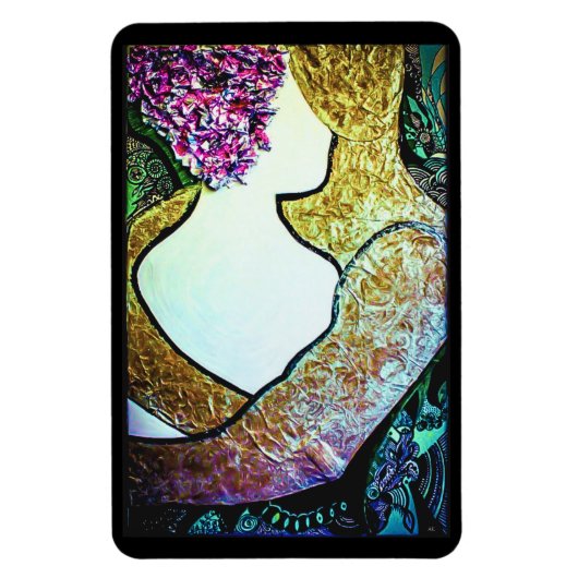 異人種間のカップルの抱き締まるアートワークを受け入れる マグネット (縦)