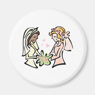 異人種間のレズビアンの結婚式 マグネット