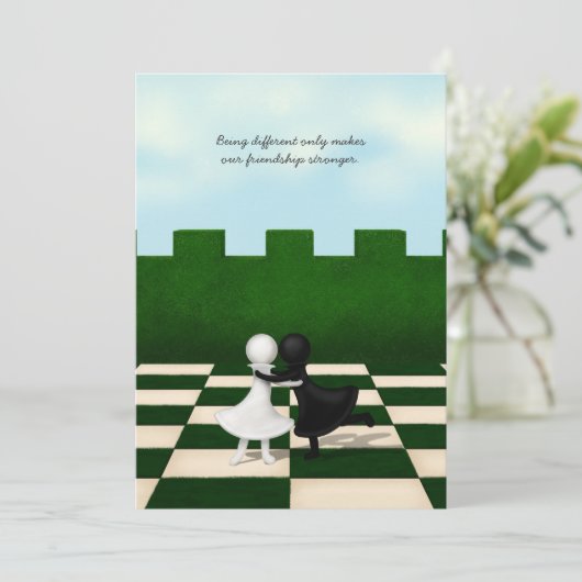 異人種間の友情がかわいいポーンズハパーソナライズされたグ サンキューカード (スタンド正面)