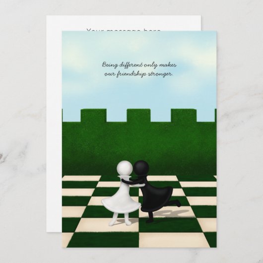 異人種間の友情がかわいいポーンズハパーソナライズされたグ サンキューカード (正面/裏面)