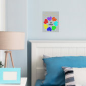 異人種間の愛の虹色のハート オーダーメイド ウェディング 箔ポスター (インサイチュ (寝室))