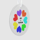 異人種間ラブレインボーハートアクリルオーナメント オーナメント (正面)