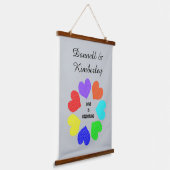 異人種間ラブレインボーハートカスタム 吊り下げ型タペストリー (傾斜あり)