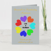 異人種間ラブレインボーハートカスタム 箔グリーティングカード (正面)