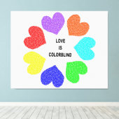 異人種間ラブレインボーハートキャンバス印刷 キャンバスプリント (インサイチュ (ウッドフロア))
