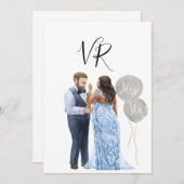 異人種間図解入りの、写真付きののカップルが日付を保存 セーブザデート (正面/裏面)