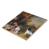 異国の鳥と2匹の犬を持つ風景 タイル (側面)