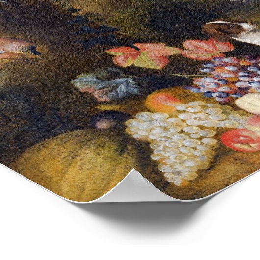 異国の鳥と2匹の犬を持つ風景 ポスター (角)