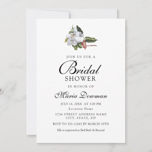 異国エレガント花クラシックフローラブライダルシャワー 招待状 (正面)