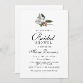 異国エレガント花クラシックフローラブライダルシャワー 招待状 (正面/裏面)