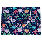 異国カラフルヴィンテージ花模様 ラージペーパーバッグ (正面)