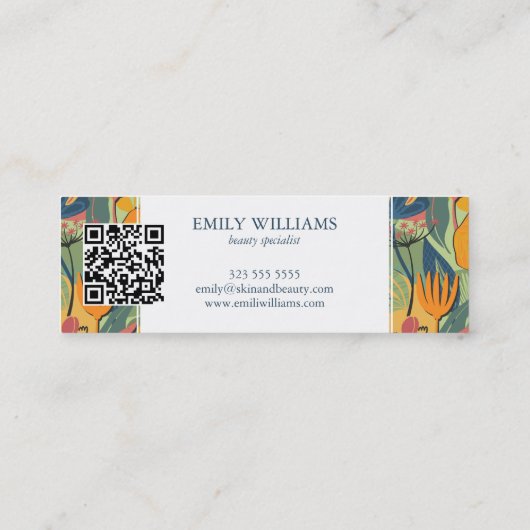 異国カラフル抽象芸術花模様 スキニー名刺 (裏面)