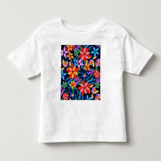 異国カラフル花柄 トドラーTシャツ (正面)