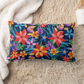 異国カラフル花柄 ランバークッション (ブランケット)