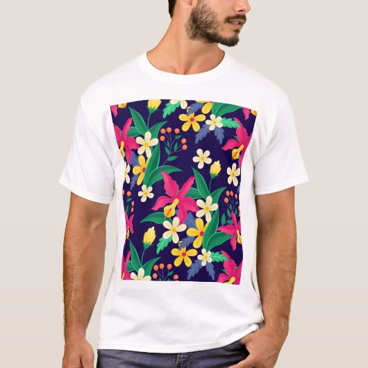 異国カラフル花柄–23021 Tシャツ (正面)