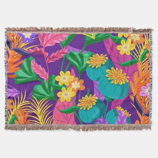 異国カラフル花柄–23148 スローブランケット (正面)