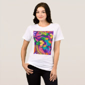 異国カラフル花柄–23148 トライブレンドTシャツ (正面全面)
