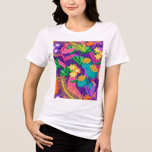 異国カラフル花柄–23148 トライブレンドTシャツ (正面)