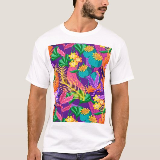 異国カラフル花柄–23148 Tシャツ (正面)