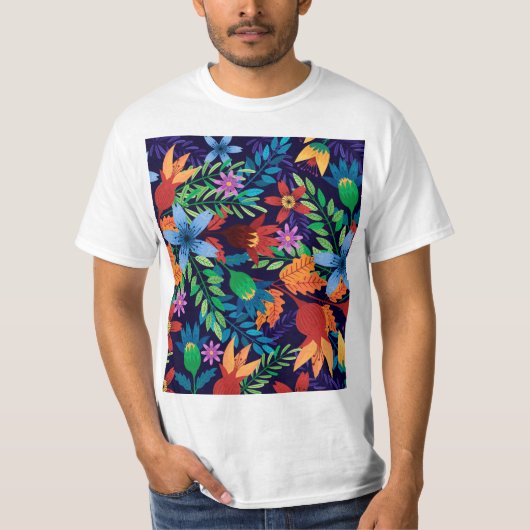 異国カラフル花柄–32436 Tシャツ (正面)