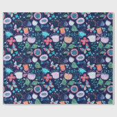 異国カラフル花模様 ラッピングペーパー (フラット)