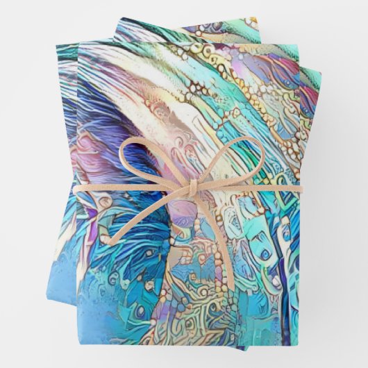 異国カラフル葉の花の渦巻き ラッピングペーパーシート (インサイチュ)