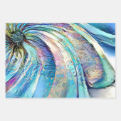 異国カラフル葉の花の渦巻き ラッピングペーパーシート (正面)