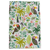 異国カラフル鳥と花模様 ミディアムペーパーバッグ (正面)