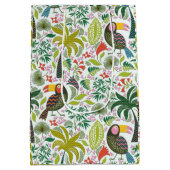 異国カラフル鳥と花模様 ミディアムペーパーバッグ (裏面)