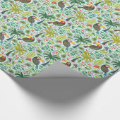 異国カラフル鳥と花模様 ラッピングペーパー (角)