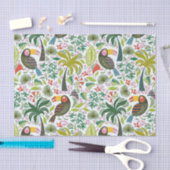 異国カラフル鳥と花模様 薄葉紙 (クラフト)