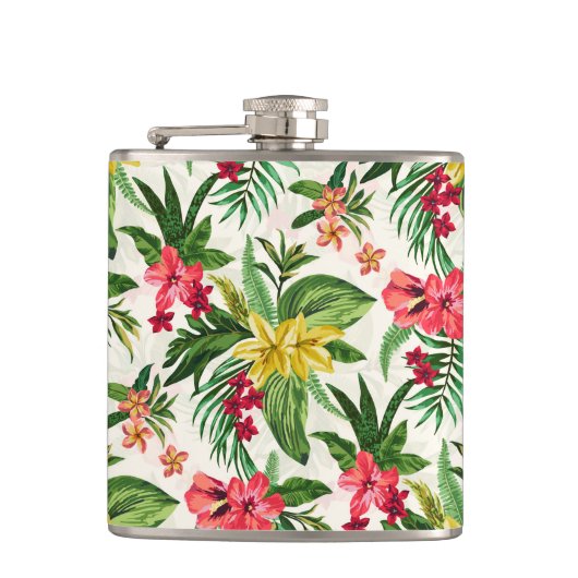 異国ガーリー的なカラフル花 フラスク (正面)