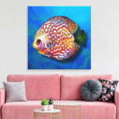 異国サイケデリックカラフルディスカスフィッシュスケッチ キャンバスプリント (インサイチュ (リビング))
