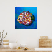 異国サイケデリックカラフルディスカスフィッシュスケッチ ポスター (キッチン)