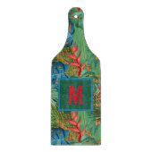 異国モノグラムの熱帯フローラ カッティングボード (正面)
