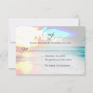 *~*異国航海の海ビーチ結婚式RSVP 出欠カード