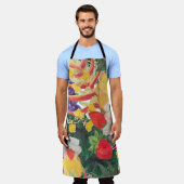 異国風の水彩シームレスな熱帯パターン エプロン (着用した状態)