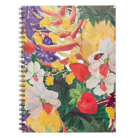 異国風の水彩シームレスな熱帯パターン ノートブック (正面)