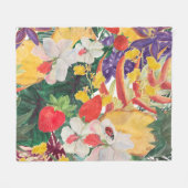 異国風の水彩シームレスな熱帯パターン フリースブランケット (正面(横))