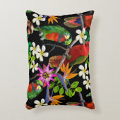 異国風の鳥と美しい花 アクセントクッション (正面(垂直))