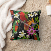 異国風の鳥と美しい花 クッション (ブランケット)