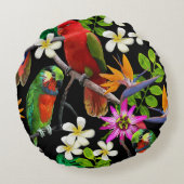 異国風の鳥と美しい花 ラウンドクッション (裏面)