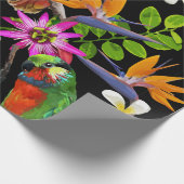 異国風の鳥と美しい花 ラッピングペーパー (角)