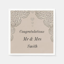 異常かわいらしな結婚ナプキパーソナライズされたン スタンダードカクテルナプキン