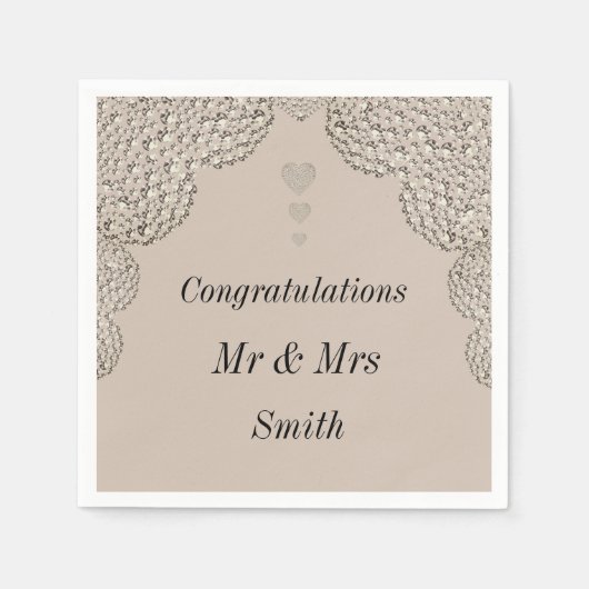 異常かわいらしな結婚ナプキパーソナライズされたン スタンダードカクテルナプキン (正面)