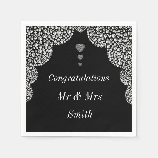 異常かわいらしな結婚ナプキパーソナライズされたン スタンダードカクテルナプキン (正面)