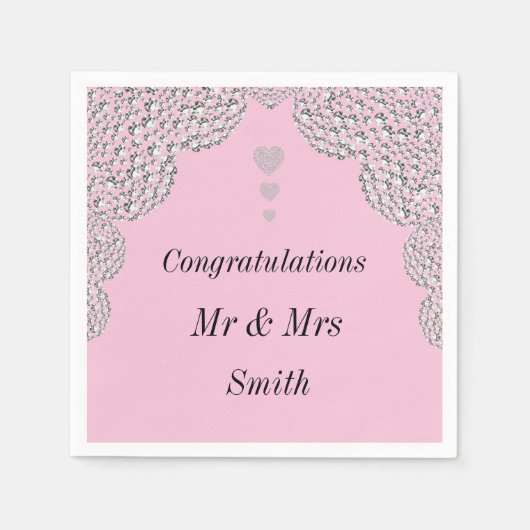 異常かわいらしな結婚ナプキパーソナライズされたン スタンダードカクテルナプキン (正面)