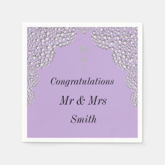 異常かわいらしな結婚ナプキパーソナライズされたン スタンダードカクテルナプキン (正面)