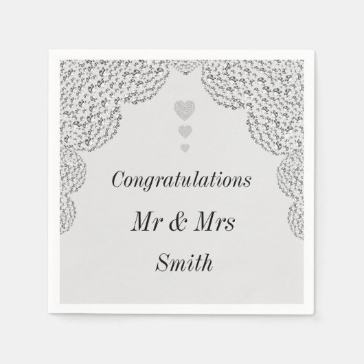 異常かわいらしな結婚ナプキパーソナライズされたン スタンダードカクテルナプキン (正面)