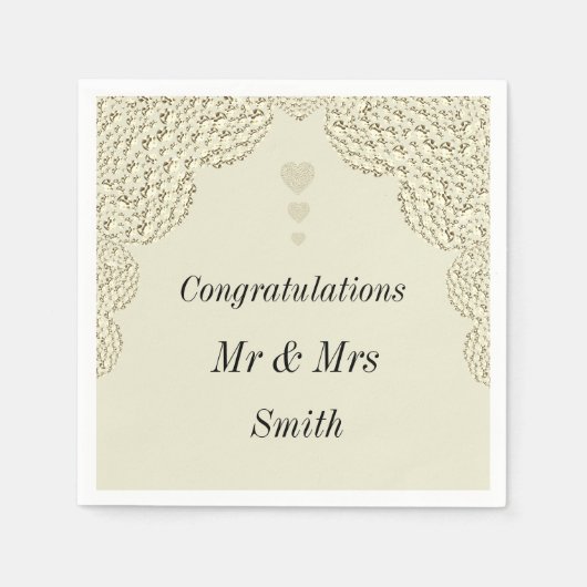 異常かわいらしな結婚ナプキパーソナライズされたン スタンダードカクテルナプキン (正面)